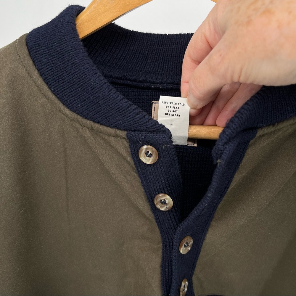 Filson Vintage Henley Guide Sweater Size XXL Green Wool Wax Shoulders Shooting - Picture 5 of 8